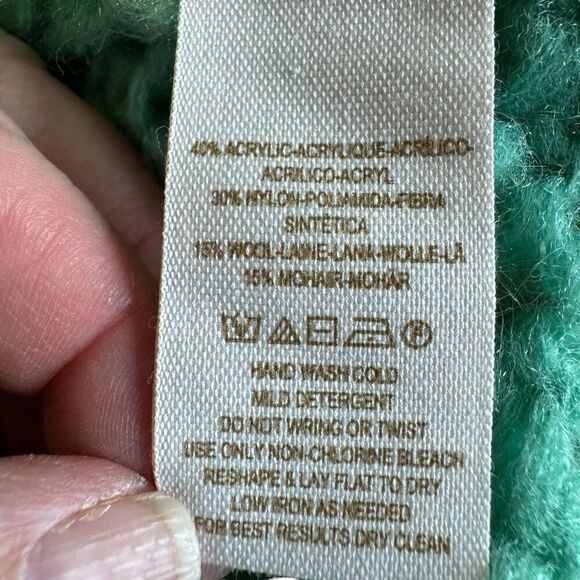 Free People Green Fluff Pullover Sweater Small Oversized Knit Boho Festival - Picture 6 of 9